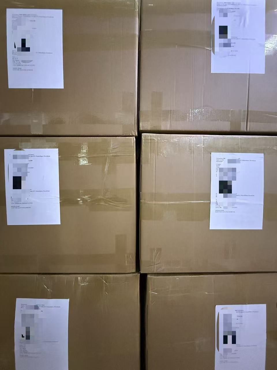 Packed and labelled cartons ready for shipment at the Alvira Lingerie workshop
